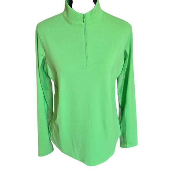 IBKUL Womens Green Athletic Long Sleeve Mock Neck UPF 50 Golf Top Size Medium - Picture 1 of 10